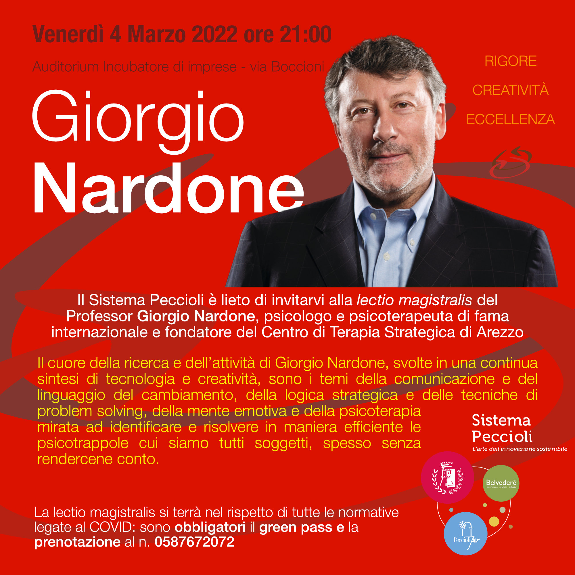 A Peccioli lectio magistralis del professor Giorgio Nardone