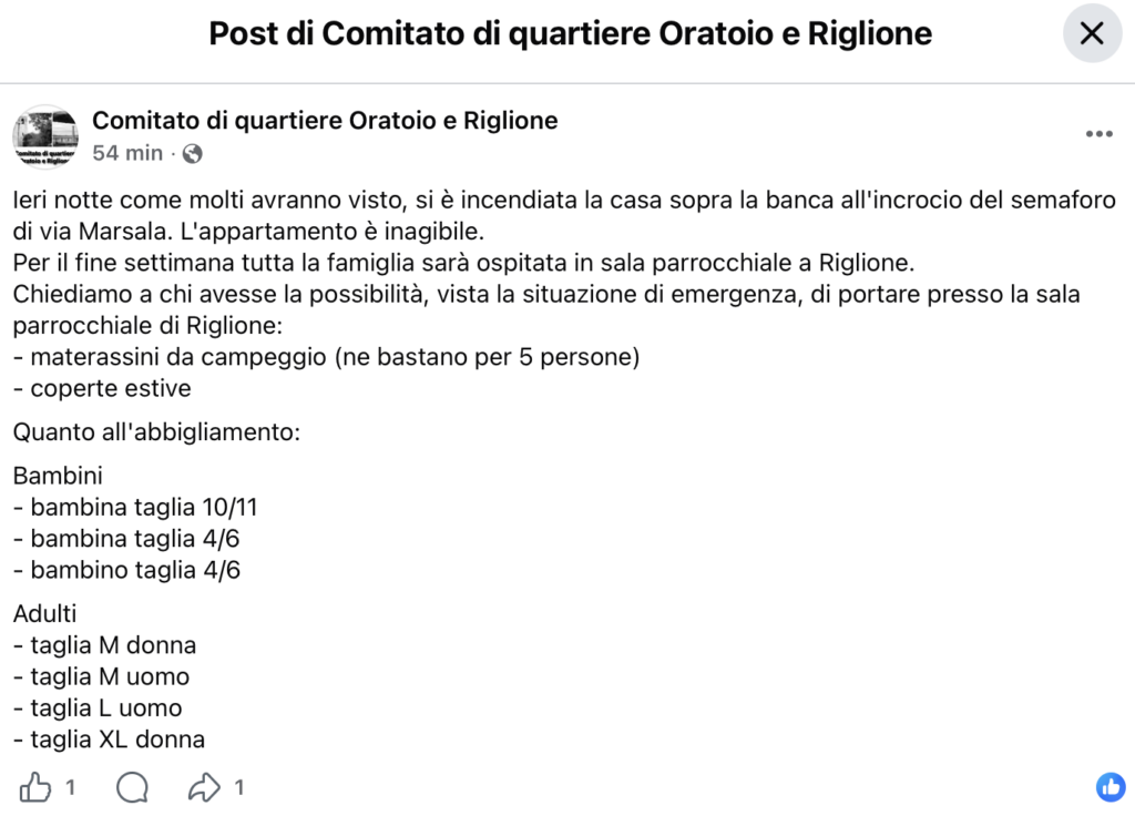 Comitato di quartiere Oratoio e Riglione